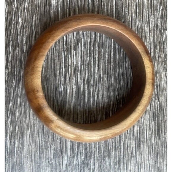 Vintage Wood & Groovy Acrylic Bangle Bracelets Wavy Stacking Thick Chunky Sz 8” - Picture 5 of 14